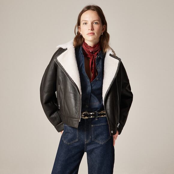 J. Crew Jackets & Blazers - J. Crew Collection Lamb Leather Lamb Shearling Moto Jacket Black Size M NWT
